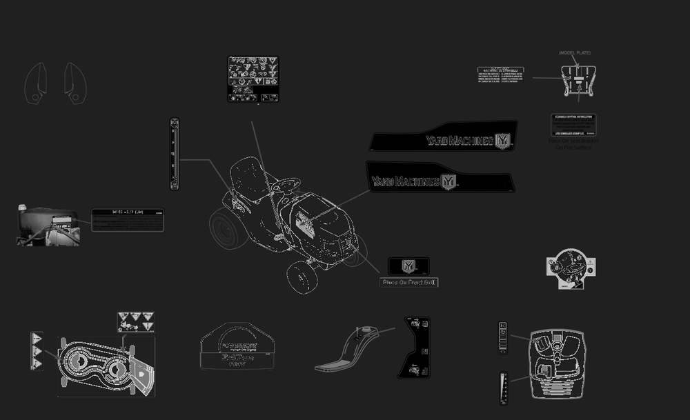Label Map Diagram and Parts List for 547-42 (13B877SS345)(2023) Yard Machines Lawn Tractor